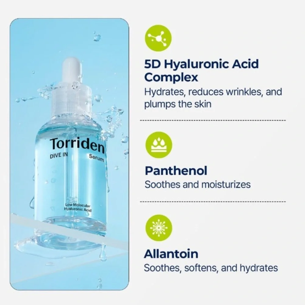 Torriden DIVE-IN Serum Low-Molecular Hyaluronic Acid Serum 1.69 fl oz NEW NWT
